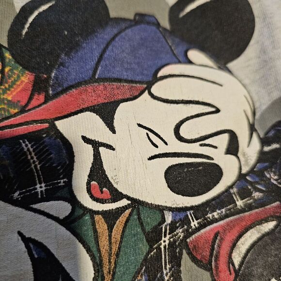 Disney Vintage Mickey & Friends Button Up Gray‎ Baseball Jersey Shirt Medium ? - Picture 9 of 11